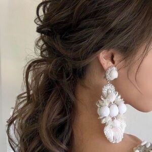 Ranjana Khan White Statement Clip-On Style Earrings